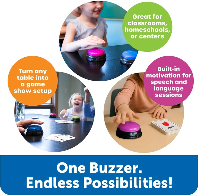 Alt view image 5 of 7 - Answer Buzzers, Set of 4 Classroom Must Haves, Teacher Supplies, Sound Effect Button, Family Game Shows, Buzzers for Trivia, Participation Tools