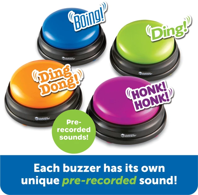 Alt view image 3 of 7 - Answer Buzzers, Set of 4 Classroom Must Haves, Teacher Supplies, Sound Effect Button, Family Game Shows, Buzzers for Trivia, Participation Tools