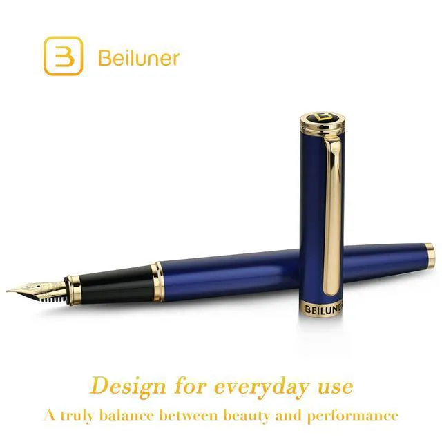 Alt view image 2 of 7 - Blue Fountain Pen,Stunning Luxury Pens with 24K Gold Finish, Gorgeous 24K Gilded Nib(Fine), Trustworthy Pen Gift for Men&Women -Ink Converter-Elegant, Graduation,Nice Pen for Writing