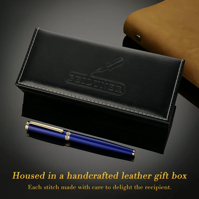 Alt view image 5 of 7 - Blue Fountain Pen,Stunning Luxury Pens with 24K Gold Finish, Gorgeous 24K Gilded Nib(Medium), Fancy Pen Gift for Men&Women -Ink Converter-Elegant, Reliable,Nice Pen for Writing