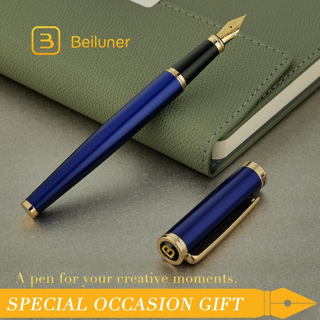 Alt view image 7 of 7 - Blue Fountain Pen,Stunning Luxury Pens with 24K Gold Finish, Gorgeous 24K Gilded Nib(Fine), Trustworthy Pen Gift for Men&Women -Ink Converter-Elegant, Graduation,Nice Pen for Writing