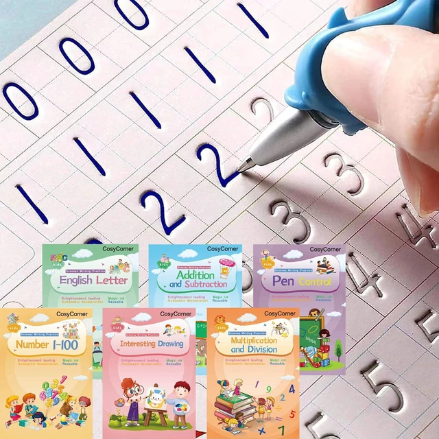 Alt view image 2 of 6 - Magical Handwriting Workbooks Handwriting Practice Magic Copybook, Handwriting Aid Magic Pen Reusable Copybook Grooves Template Design for Children (6)