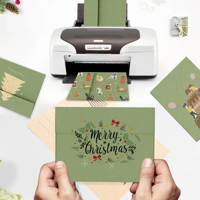 Alt view image 5 of 7 - A7 Sage Green Envelopes 100 Pack, 5.25 x 7.25 in, 120GSM 5x7 Self Seal Printable Envelopes for Invitation, 5x7 Gift Cards, Birthday, Baby Shower