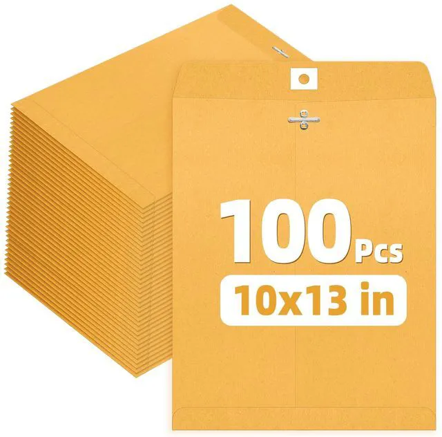 Main image of Manilla Envelops, 10"x13" Brown Kraft Envelopes with Clasp Closure, 28-lb Paper Mailing Envelopes, 100 Count Great for Filing, Storing or Mailing Documents