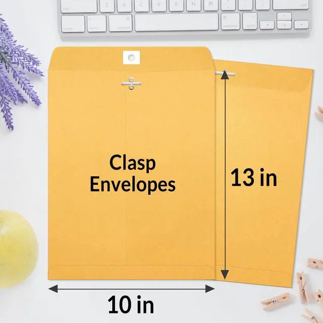 Alt view image 2 of 7 - Manilla Envelops, 10"x13" Brown Kraft Envelopes with Clasp Closure, 28-lb Paper Mailing Envelopes, 100 Count Great for Filing, Storing or Mailing Documents