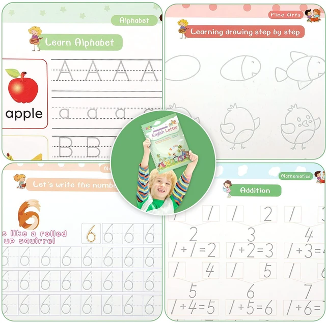 Alt view image 5 of 6 - Magical Handwriting Workbooks Handwriting Practice Magic Copybook, Handwriting Aid Magic Pen Reusable Copybook Grooves Template Design for Children (6)
