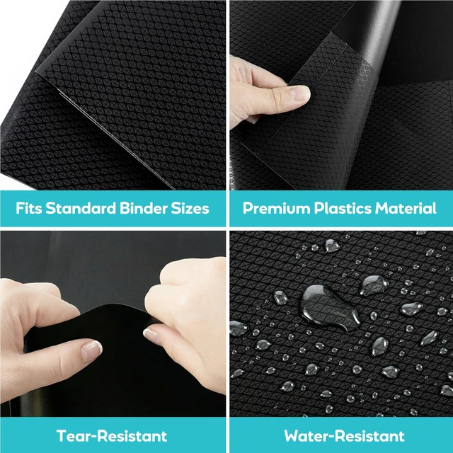 Alt view image 3 of 6 - 24 Pcs Textured 2 Pocket Plastic FoldersBlack, Durable Letter Size File Folders with Business Card Slot, Heavy Duty Plastic for School Office,Acid-Free,Back to School Supplies,Bulk