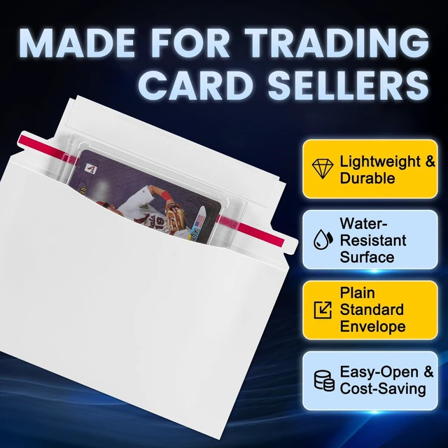 Alt view image 3 of 7 - 500 Pack Mailer Trading Card Envelopes7" x 4.35" Trading Card Mailers for Shipping, Perfect Sized Shipping Envelope for Mailing Semi-Rigid and Toploaders, Protector Supplies