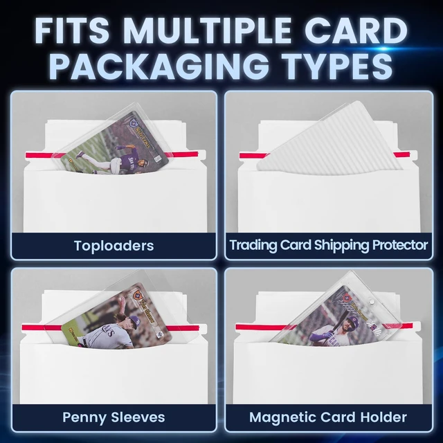 Alt view image 5 of 7 - 500 Pack Mailer Trading Card Envelopes7" x 4.35" Trading Card Mailers for Shipping, Perfect Sized Shipping Envelope for Mailing Semi-Rigid and Toploaders, Protector Supplies