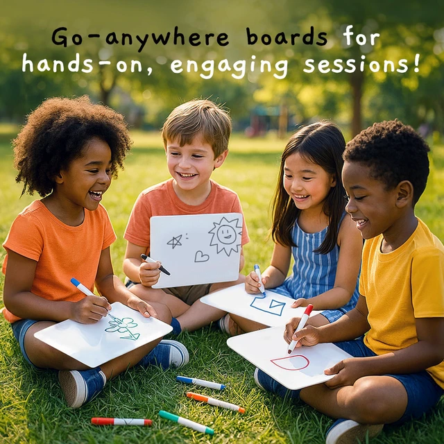 Alt view image 4 of 7 - Bigtime 12 Pack 9x12 Classroom Whiteboards for Kids - Small Double-Sided White - White Boards Bulk Set, Classroom Essentials - Magnetic Dry Erase Boards for Students, Teacher