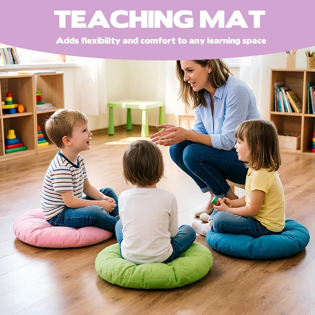 Alt view image 4 of 7 - 48 Pcs 16 Inch Round Floor Pillows Round Floor Cushions for Kids and Toddlers Flexible Seating Pillows Chair Floor Cushion Reading Cushion for Classroom Home School Playing Supplies(24 Colors)
