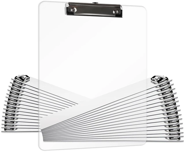 Main image of Plastic Clipboards Pack of 30, A4 Acrylic Clear Board 8.5x11 Transparent Letter Size 9" x 12.5" for Classroom, Students,Office & School Supply