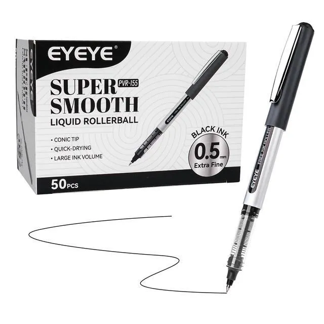 Alt view image 2 of 7 - Black Pens Pack of 50, 0.5mm Extra Fine Point Roller Ball Pen Back to School Essential, Quick Drying Liquid Ink Rollerball Pen Fine Point Smooth Writing Pen for Journaling Office Supplies