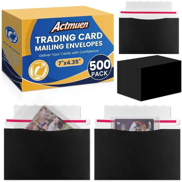 Main image of 500 Pack Mailer Trading Card Envelopes7" x 4.35" Trading Card Mailers for Shipping, Perfect Sized Shipping Envelope for Mailing Semi-Rigid and Toploaders, Protector Supplies.(Black)
