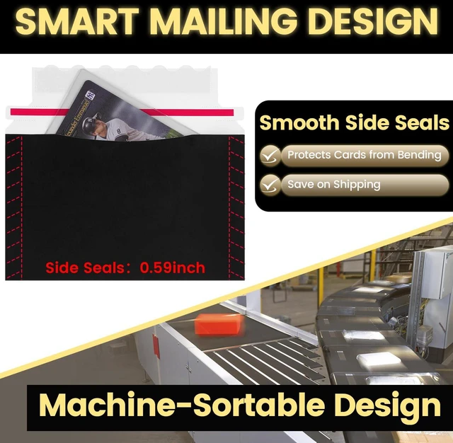 Alt view image 2 of 7 - 500 Pack Mailer Trading Card Envelopes7" x 4.35" Trading Card Mailers for Shipping, Perfect Sized Shipping Envelope for Mailing Semi-Rigid and Toploaders, Protector Supplies.(Black)
