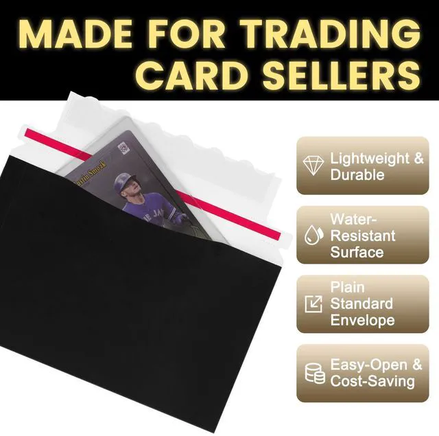 Alt view image 3 of 7 - 500 Pack Mailer Trading Card Envelopes7" x 4.35" Trading Card Mailers for Shipping, Perfect Sized Shipping Envelope for Mailing Semi-Rigid and Toploaders, Protector Supplies.(Black)