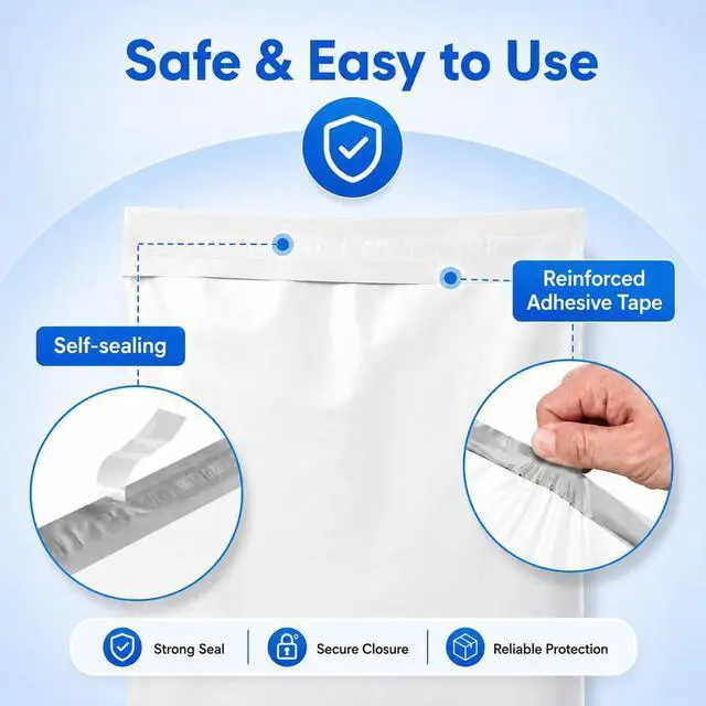 Alt view image 3 of 7 - Large Poly Mailers 14.5x19 Inch 400PC Shipping Bags for Business Bulk Self Seal Mailers Poly Bags for Clothes Waterproof Shipping Envelopes Mailing Package Bags for E-commerce Sellers White