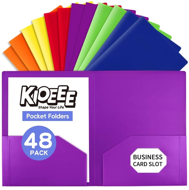 Main image of 48Pcs Plastic Folders with Pockets (Multi-Colored),Fit Letter Size Paper,Durable Heavy Duty,2-Pocket Folder for School Office or Home,Durable Acid-Free Poly,Back to School Supplies Bulk