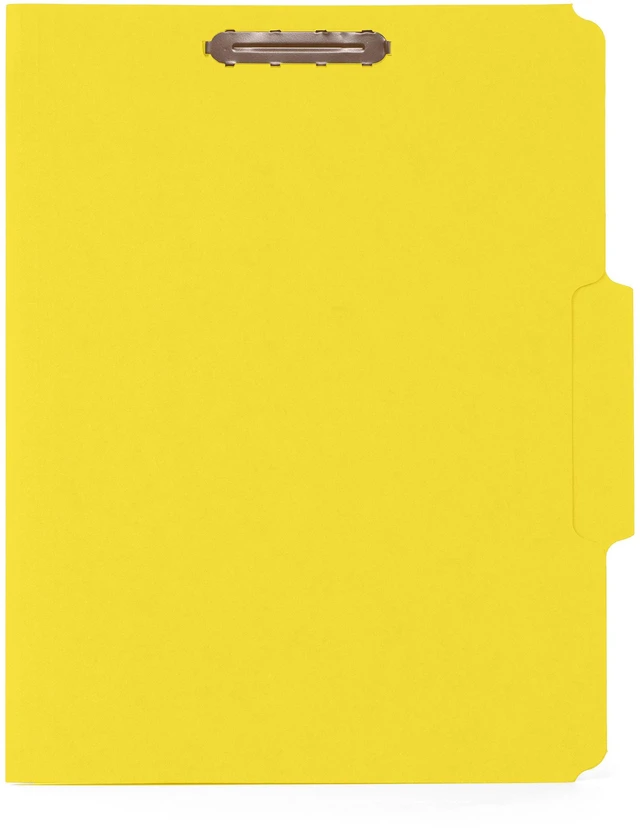 Alt view image 3 of 3 - 50 Yellow Fastener File Folders, Letter, 1/3 Cut Tab Durable 11pt Yellow Paper, Reinforced 1/3 Cut Tabs, 2 Prong Fasteners, Medical, Law Client and Office Files