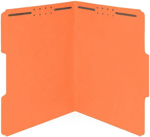 Main image of 50 Orange Fastener File Folders, Letter, 1/3 Cut Tab Durable 11pt Orange Paper, Reinforced 1/3 Cut Tabs, 2 Prong Fasteners, Medical, Law Client and Office Files