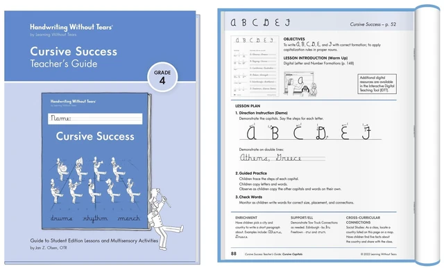 Alt view image 2 of 6 - Handwriting Without Tears 4th Grade Cursive Set, Workbook, Guide, Journal Includes workbook, journal, teacher's guide, desk strip for ages 9+,build cursive fluency and speed, tutor, OT