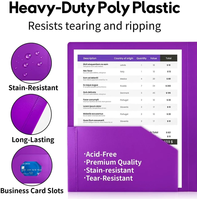 Alt view image 3 of 7 - 48Pcs Plastic Folders with Pockets (Multi-Colored),Fit Letter Size Paper,Durable Heavy Duty,2-Pocket Folder for School Office or Home,Durable Acid-Free Poly,Back to School Supplies Bulk