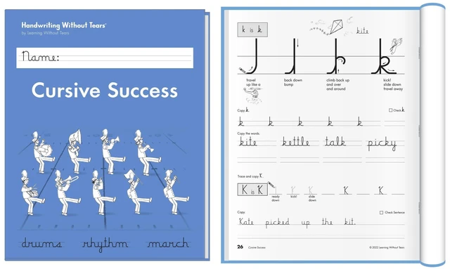 Alt view image 3 of 6 - Handwriting Without Tears 4th Grade Cursive Set, Workbook, Guide, Journal Includes workbook, journal, teacher's guide, desk strip for ages 9+,build cursive fluency and speed, tutor, OT