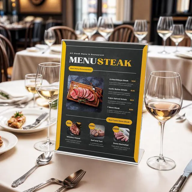 Alt view image 5 of 7 - 3 Pack Acrylic Sign Holder 8.5x11 Inches, L-Shape Flyer Holder Stand Clear Display Holder, Menu Display Stand, Table Paper Holder, Plastic Sign Display Stand for Restaurants, Store, Office