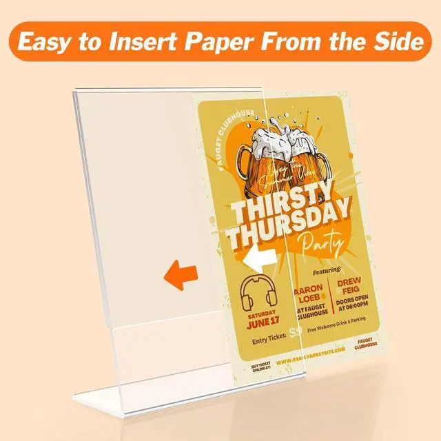 Alt view image 3 of 7 - 3 Pack Acrylic Sign Holder 8.5x11 Inches, L-Shape Flyer Holder Stand Clear Display Holder, Menu Display Stand, Table Paper Holder, Plastic Sign Display Stand for Restaurants, Store, Office