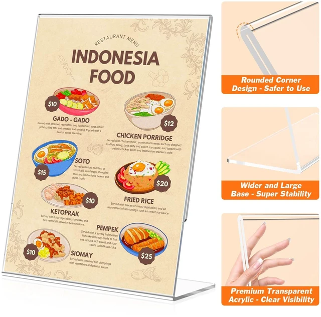 Alt view image 4 of 7 - 3 Pack Acrylic Sign Holder 8.5x11 Inches, L-Shape Flyer Holder Stand Clear Display Holder, Menu Display Stand, Table Paper Holder, Plastic Sign Display Stand for Restaurants, Store, Office