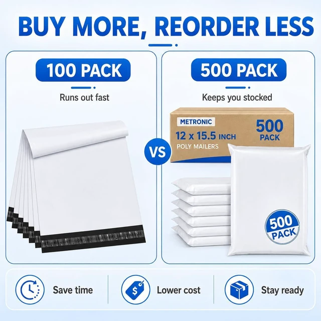 Alt view image 6 of 7 - Poly Mailers 12x15.5 500pcs Bulk Shipping Bags for Business White Self Seal Waterproof Shipping Envelopes Mailers Poly Bags, Thick Mailing Packaging Bags for Online Sellers Shipping Clothes