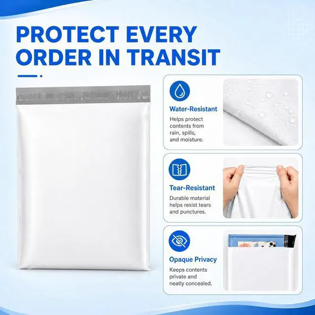 Alt view image 4 of 7 - Large Poly Mailers 14.5x19 Inch 400PC Shipping Bags for Business Bulk Self Seal Mailers Poly Bags for Clothes Waterproof Shipping Envelopes Mailing Package Bags for E-commerce Sellers White