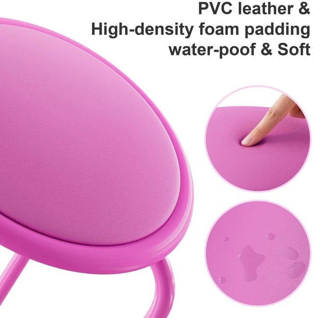 Alt view image 5 of 7 - 6-Piece Stacking Stools, 17 Inch Standard Height, Padded Seat & Steel Legs, Portable Stackable Decoration Stools for School Classroom and Office Use, Pink