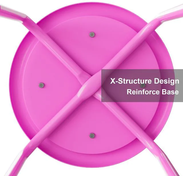 Alt view image 6 of 7 - 6-Piece Stacking Stools, 17 Inch Standard Height, Padded Seat & Steel Legs, Portable Stackable Decoration Stools for School Classroom and Office Use, Pink