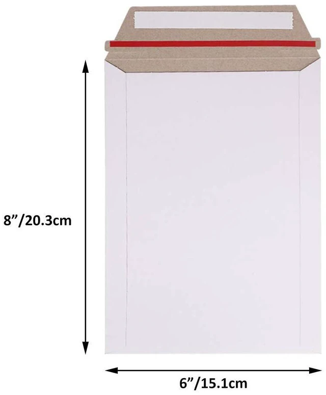 Alt view image 2 of 4 - 200 Pack 6X8 inch Self Seal Photo Document Mailers Stay Flat White Cardboard Envelopes White Photography Mailers for CD, Photos, Document