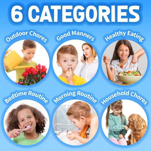 Alt view image 5 of 6 - Chore Chart for Multiple Kids, Behavior Incentive for at Home, Dry Erase, and Magnetic Board for 2 Kids, Includes 54 Task Cards