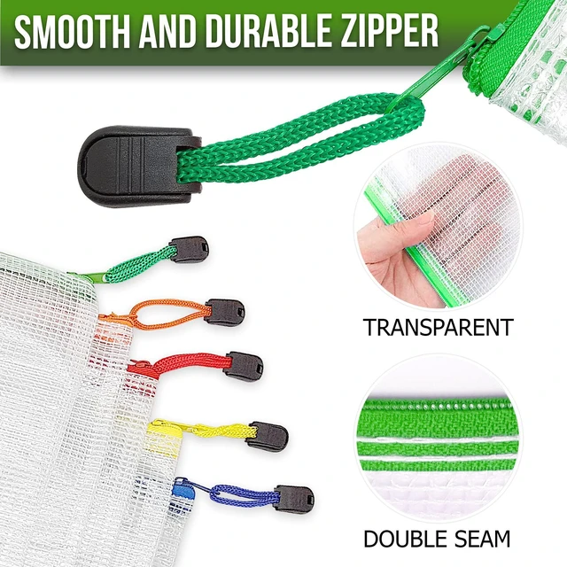 Alt view image 2 of 7 - 32 Pack Mesh Zipper Pouch Bags 10x14 inch - Mesh Storage Bags - Plastic Zipper Pouches for Organizing - Document Bags With Zippers - Letter Size Zippered Pouch - Document Pouches With Zippers