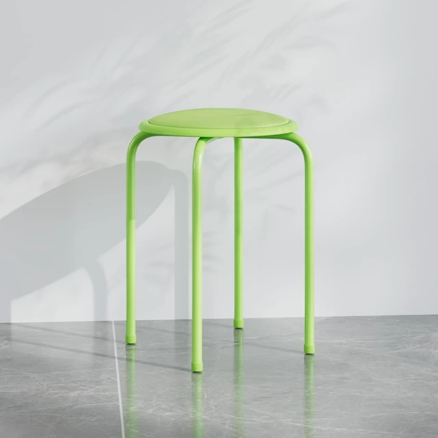 Alt view image 2 of 7 - 6-Piece Stacking Stools, 17 Inch Standard Height, Padded Seat & Steel Legs, Portable Stackable Decoration Stools for School Classroom and Office Use, Green