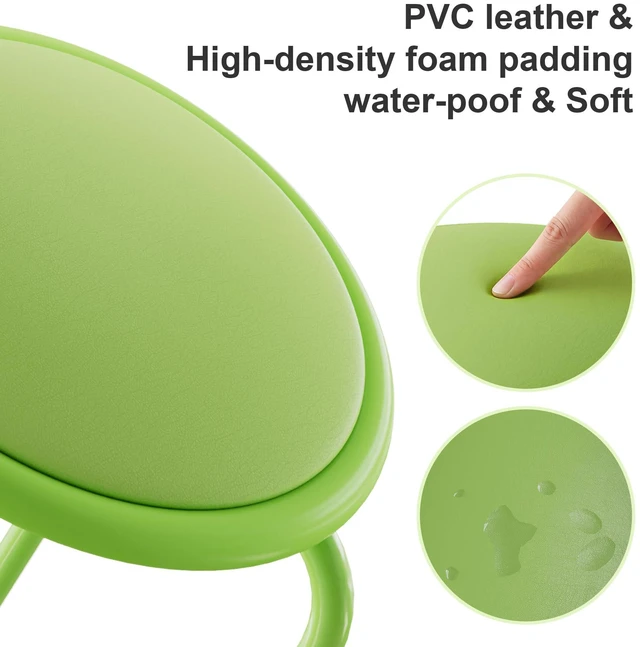Alt view image 5 of 7 - 6-Piece Stacking Stools, 17 Inch Standard Height, Padded Seat & Steel Legs, Portable Stackable Decoration Stools for School Classroom and Office Use, Green