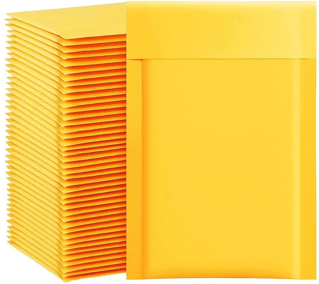 Main image of Kraft Bubble Mailers 4x8 Inch 100 Pcs,Small Self-Sealing Mail Shipping Bags,Yellow Padded Envelopes #000