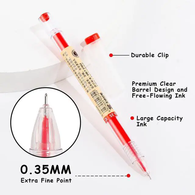 Alt view image 5 of 7 - Japanese Style Red Gel Ink Pens, 0.35mm Extra Fine Point, No Smudge Quick Drying, Japanese Ink Pen for Journal Planners, Thin Notebook Paper, Office School Supplies, 24 Pack, Writing Drawing