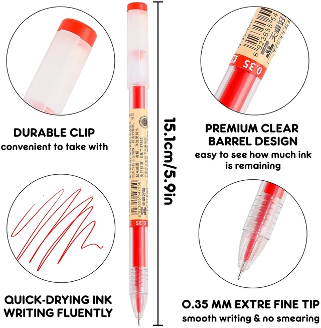 Alt view image 3 of 7 - Japanese Style Red Gel Ink Pens, 0.35mm Extra Fine Point, No Smudge Quick Drying, Japanese Ink Pen for Journal Planners, Thin Notebook Paper, Office School Supplies, 24 Pack, Writing Drawing