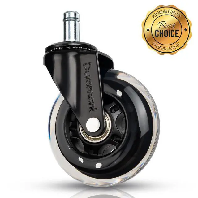 Alt view image 7 of 7 - Office Chair Wheels - Set of 5 Rollerblade-Style Caster Wheels, Smooth & Quiet Rolling, Protects Hardwood Floors & Carpets, Universal Fit, Durable and Long-Lasting - Clear
