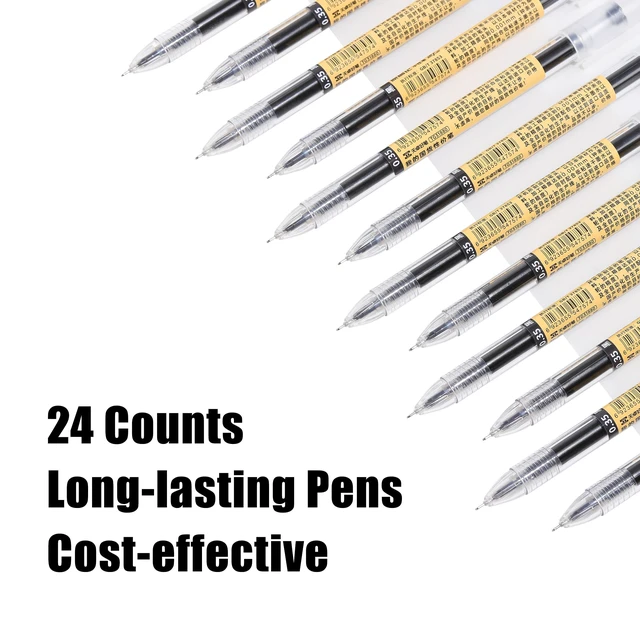 Alt view image 7 of 7 - Japanese Style Black Gel Ink Pens, 0.35mm Extra Fine Point, No Smudge Quick Drying, Japanese Ink Pen for Journal Planners, Thin Notebook Paper, Office School Supplies, 24 Pack, Writing Drawing