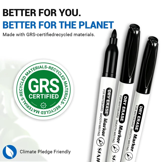 Alt view image 6 of 7 - Black Dry Erase Markers Fine Tip, 30 Pack, 1-2mm Line, Low Odor Easily Erases, Non-Toxic Ink, Whiteboard Markers For Office Teams, Teachers, Classrooms, Training Sessions