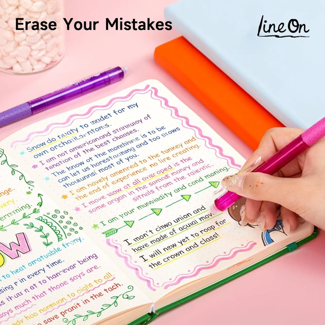 Alt view image 3 of 7 - Erasable Gel Pens, 15 Colors Retractable 0.5mm Fine Point Erasable Pens Clicker for Back to School, Assorted Color Inks, Make Mistakes Disappear for Drawing Writing Planner & Crossword Puzzles