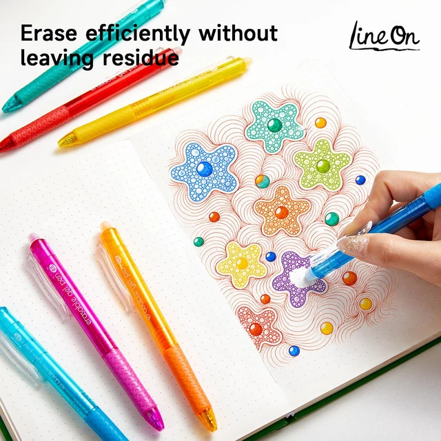 Alt view image 6 of 7 - Erasable Gel Pens, 15 Colors Retractable 0.5mm Fine Point Erasable Pens Clicker for Back to School, Assorted Color Inks, Make Mistakes Disappear for Drawing Writing Planner & Crossword Puzzles