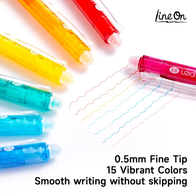 Alt view image 5 of 7 - Erasable Gel Pens, 15 Colors Retractable 0.5mm Fine Point Erasable Pens Clicker for Back to School, Assorted Color Inks, Make Mistakes Disappear for Drawing Writing Planner & Crossword Puzzles