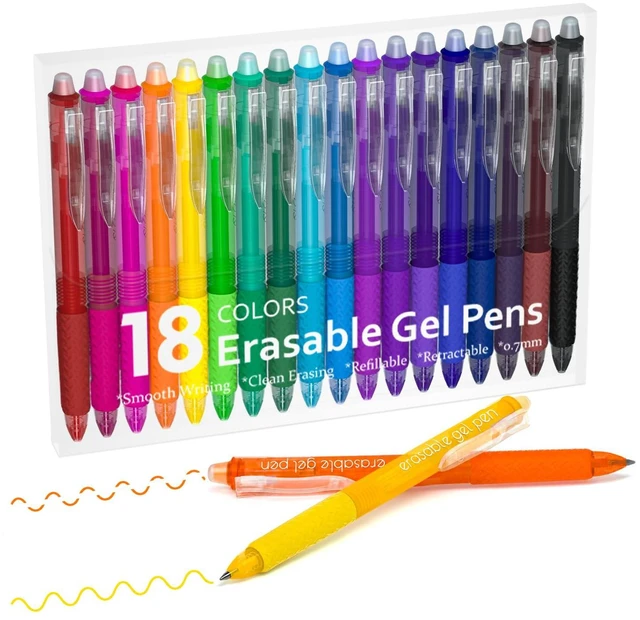 Main image of Erasable Gel Pens, 18 Colors Retractable Fine Point Erasable Pens Clicker for Back to School, Assorted Color Inks, Make Mistakes Disappear for Drawing Writing Planner and Crossword Puzzles