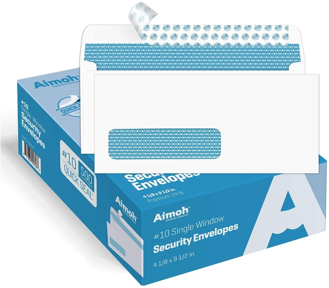 Main image of #10 Single Window Mailing Envelopes Letter Size, Self Seal, 500 Count Single Left Window, Security Tint, Quick-Seal Closure, 24 LB Paper, 4-1/8 x 9-1/2 in, 500 Count, Easy-Read Window